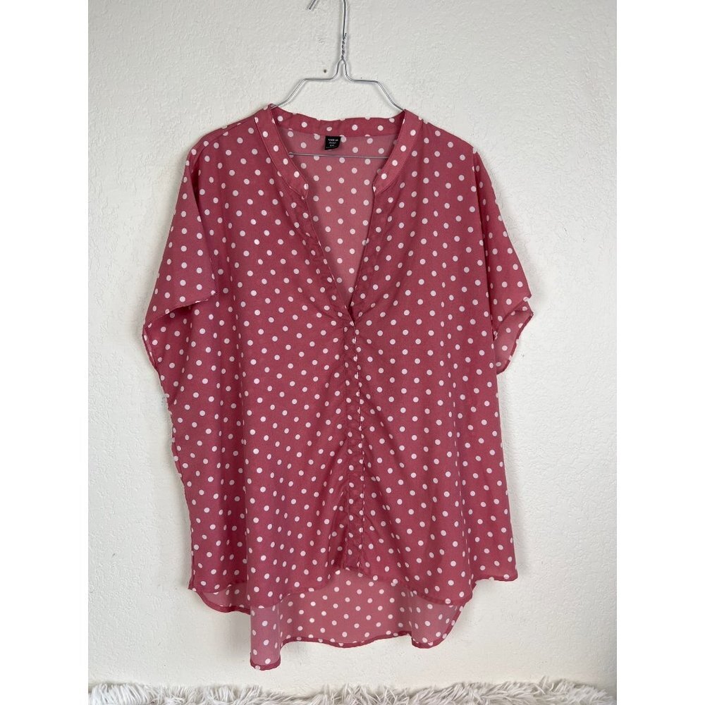 Shein Curve 4XL Mauve Pink White Blouse Top